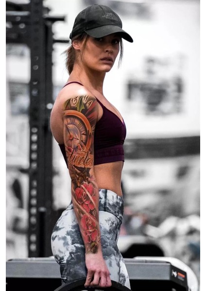 Geçici Saat ve Gül Desen Dövme Tattoo
