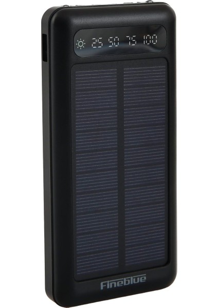 FB-1002 Solar Power Bank 10000 mAh – 4'ü 1 Arada Kablolu, Güneş Enerjili Şarj Cihazı