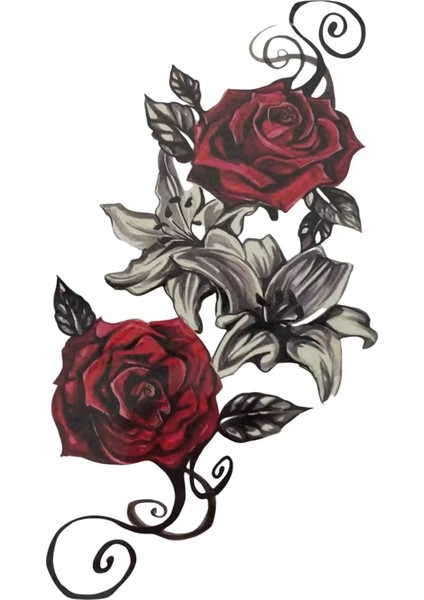 Gül Figürlü Geçici Dövme Tattoo