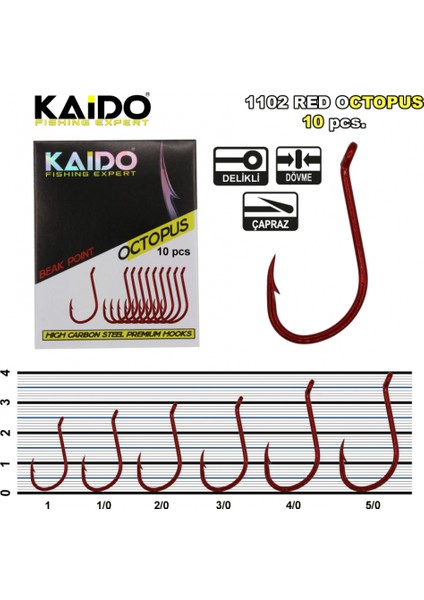 Red Octopus Beak Olta Iğnesi 1102 (10 Pcs) No:3/0