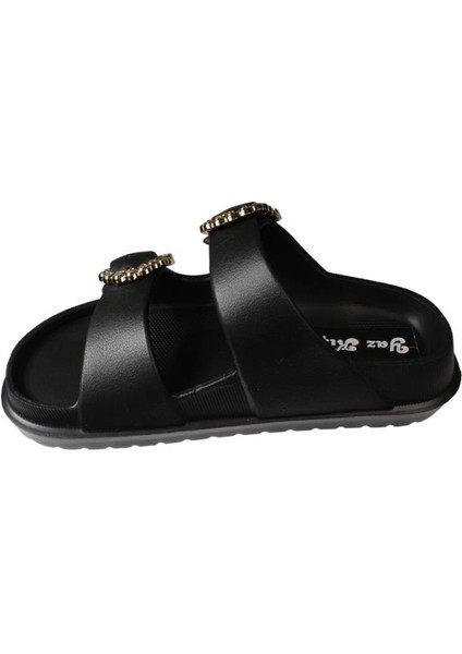 Yazkış Kadın Beyaz Siyah Bej Taşlı Tokalı Çift Bantlı Pvc Deniz Havuz Plaj Bahçe Gündelikterlik modelleri