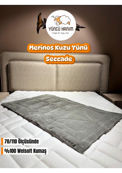 %100 Yün Dolgulu, Gri Renkli Welsoft Yüzey 70 x 110 cm Ebat Seccade