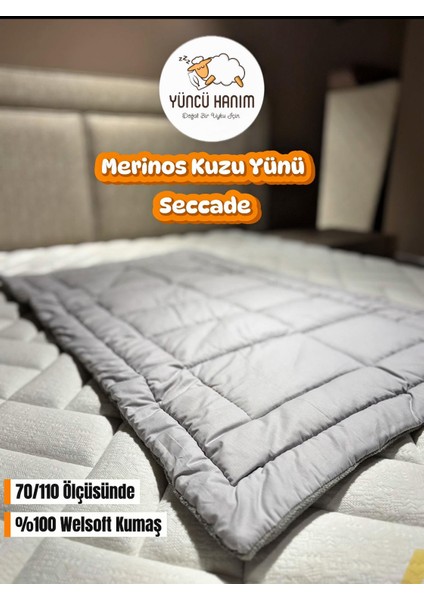 %100 Yün Dolgulu, Gri Renkli Welsoft Yüzey 70 x 110 cm Ebat Seccade