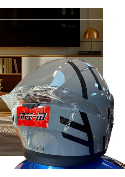 965 Upset (Gri-Siyah) Çene Açılır Motosiklet Kaskı