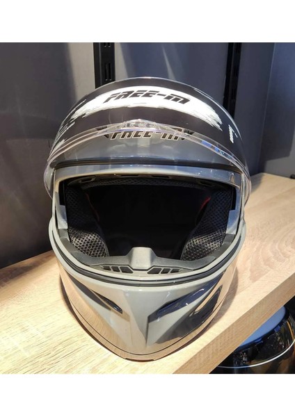 965 Shıny Gri Çene Açılır Kask