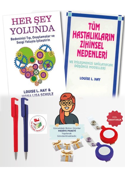 Maje Hediye+Louise L, Hay 2 Kitap Her Şey Yolunda+ Tüm Hastalıkların Zihinsel Nedenleri Iyileşme
