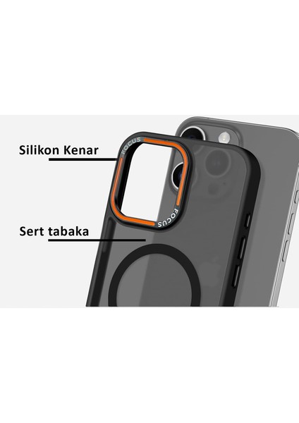 Apple iPhone 16 Pro Max Kılıf Gri Magsafe Kablosuz Şarj Özellikli Mat Silikon Kapak