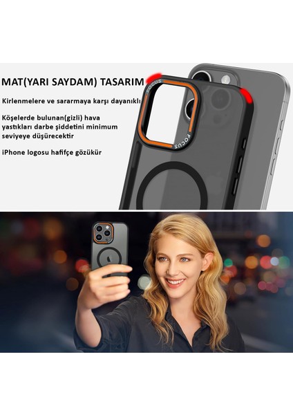 Apple iPhone 16 Pro Max Kılıf Gri Magsafe Kablosuz Şarj Özellikli Mat Silikon Kapak