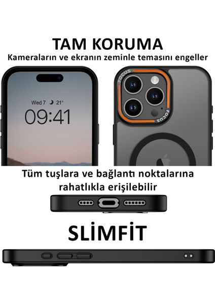 Apple iPhone 16 Pro Max Kılıf Gri Magsafe Kablosuz Şarj Özellikli Mat Silikon Kapak
