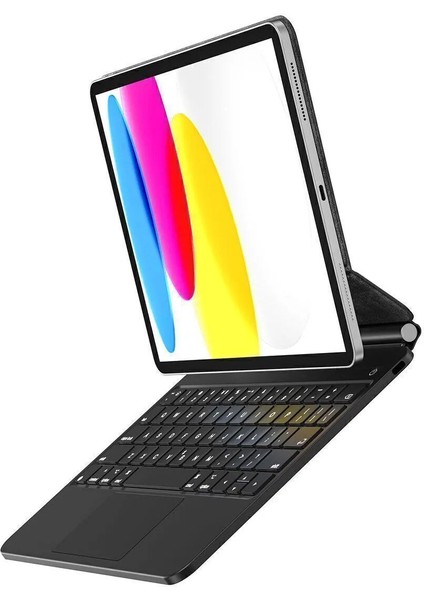 Ipad A16/10.NESIL 2022/2025 Uyumlu Magic Uyumlu Touchpad Işıklı Türkçe Q Klavyeli Kılıf