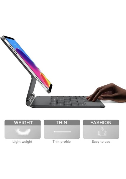 Ipad A16/10.NESIL 2022/2025 Uyumlu Magic Uyumlu Touchpad Işıklı Türkçe Q Klavyeli Kılıf