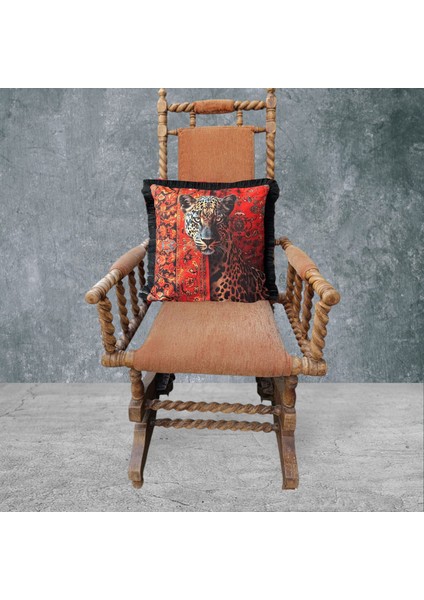 Leopar Çift Taraflı Dekoratif Püsküllü - Saçaklı Kırlent Kılıfı 1 Adet 43X43CM fiyatları