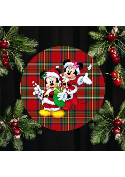 Minnie ve Mickey Yılbaşı, Christmas 2 Adet Kış Supla, Kumaş - Içi Ahşaplı Supla