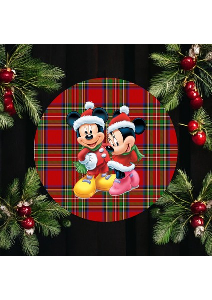 Minnie ve Mickey Yılbaşı, Christmas 2 Adet Kış Supla, Kumaş - Içi Ahşaplı Supla