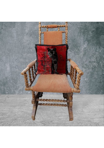 Panter Çift Taraflı Dekoratif Püsküllü - Saçaklı Kırlent Kılıfı 1 Adet 43X43CM