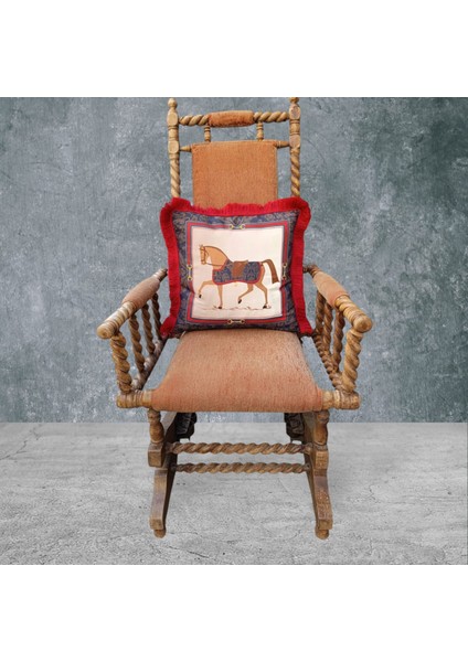 At Çift Taraflı Dekoratif Püsküllü - Saçaklı Kırlent Kılıfı 1 Adet 43X43CM