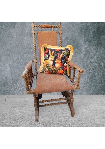 Tavşan Çift Taraflı Dekoratif Püsküllü - Saçaklı Kırlent Kılıfı 1 Adet 43X43CM fiyatları