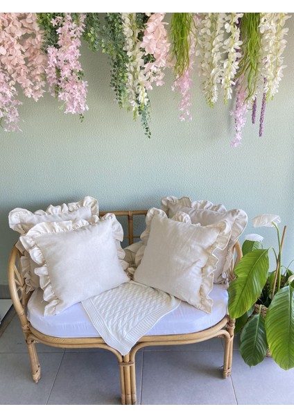 Keten, Bohem, Fırfırlı, Vintage, 4'lü Kare Kırlent Kılıfı fiyatları