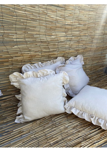 Keten, Bohem, Fırfırlı, Vintage, 4'lü Kare Kırlent Kılıfı indirimleri