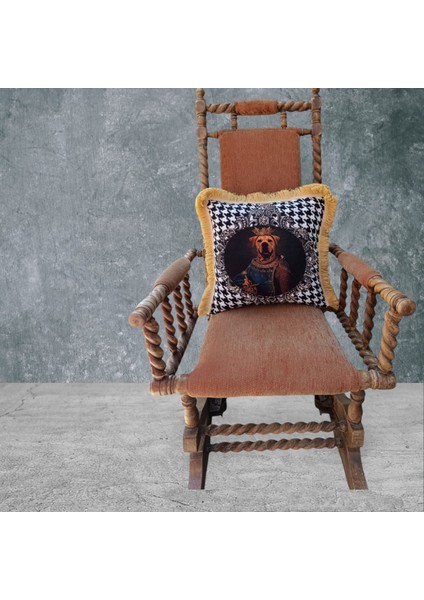 Köpek Çift Taraflı Dekoratif Püsküllü - Saçaklı Kırlent Kılıfı 1 Adet 43X43CM