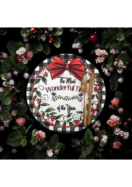 Wonderful Time Yılbaşı, Christmas 2 Adet Kış Supla, Kumaş - Içi Ahşaplı Supla