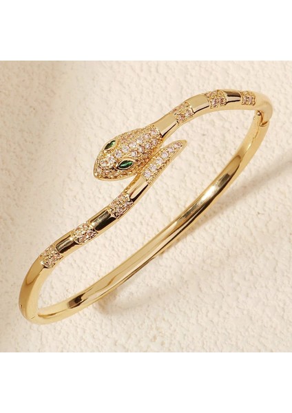 Poise Gold Zirkon Taşlı Yılan Bileklik