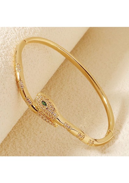 Poise Gold Zirkon Taşlı Yılan Bileklik
