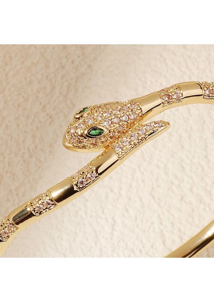 Poise Gold Zirkon Taşlı Yılan Bileklik
