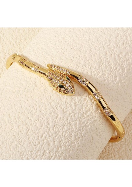 Poise Gold Zirkon Taşlı Yılan Bileklik