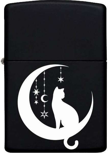 Kedi Desenli Kişiye Özel Isimli Benzinli Siyah Metal Çakmak MP20 fiyatları