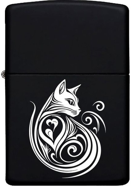 Kedi Figürlü Kişiye Özel Isimli Benzinli Siyah Metal Çakmak fiyatları