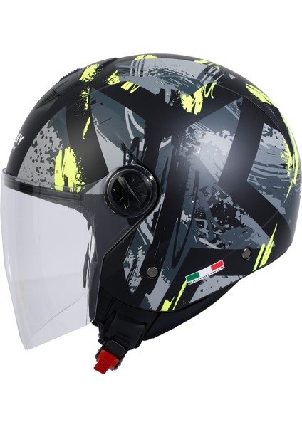 Sw 715 Poıson Black Grey Yellow Yarım Kask