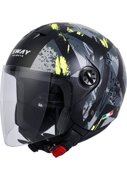 Sw 715 Poıson Black Grey Yellow Yarım Kask fiyatları