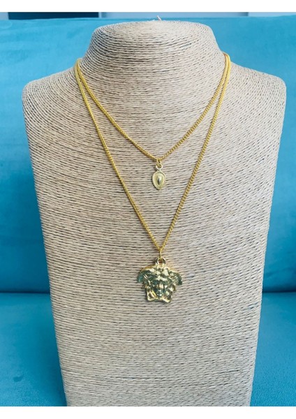Gold 2'li Vintage Kolye