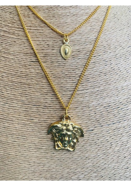 Gold 2'li Vintage Kolye