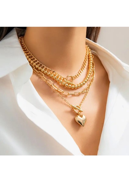 Clam 4 Adet Gold Kolye Seti