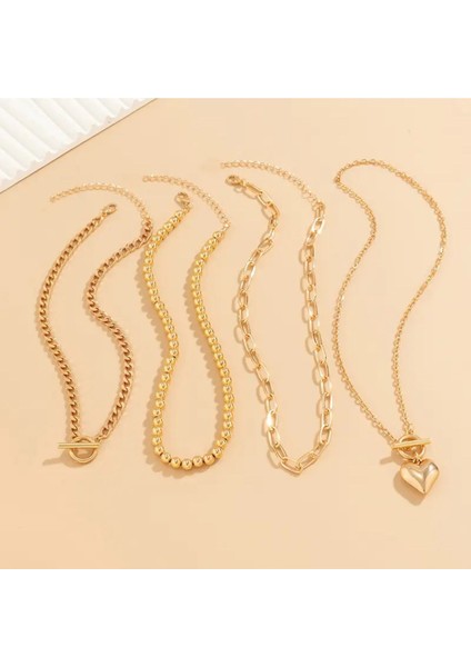 Clam 4 Adet Gold Kolye Seti