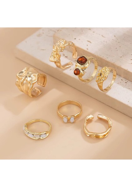 Yelina 7 Adet Gold Yüzük Seti
