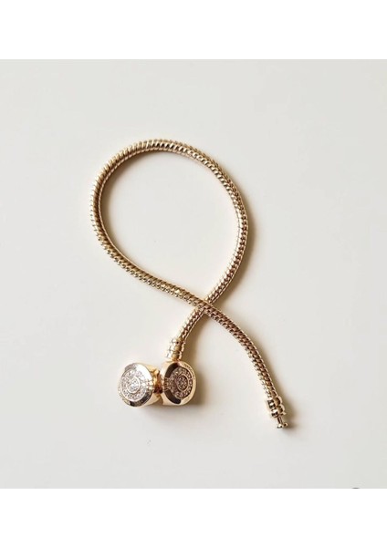Rose Gold Yuvarlak Detay Çelik Bileklik