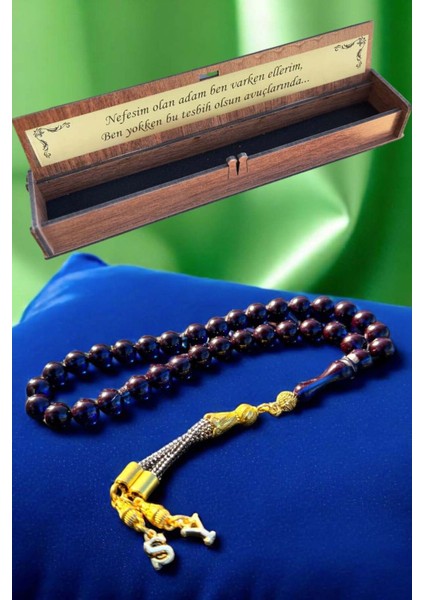 Sertifikalı Sıkma Ateş Kehribar Tesbih Hediyelik Harfli, Isimli Tespih Kutu Yazılı Babalar Günü