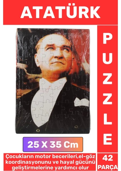 Premium Eğitici Eğlenceli El-Göz Koordinasyonu Motor Becerisi Geliştiren 42 Parça Puzzle Atatürk