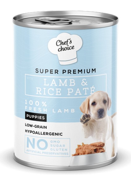 Chefs Choice 400 gr x 12 Adet Yavru Köpekler Için, Hipoalerjenik, Kuzu Etli ve Pirinçli Ezme Inslm