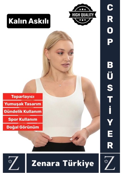 Yüksek Kaliteli Göğüs Toparlayan Sarkma Önleyen Gündelik Spor Kullanım Kalın Askılı Crop Büstiyer