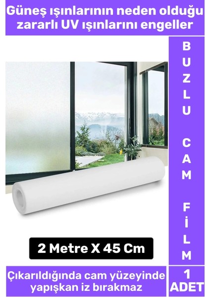 Iz Bırakmaz Iç Göstermez Gizlilik Ofis Salon Banyo Uv Koruyucu Buzlu Cam Film 2metre x 45 cm
