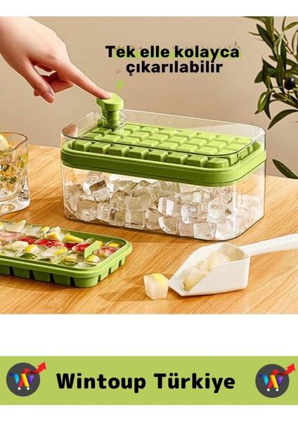 Premium Yeni Nesil Kompakt Pratik Buz Küpü Çıkarma Soğuk Içecek Kokteyl 32 Yuvalı Düğmeli Buz Kalıbı modelleri