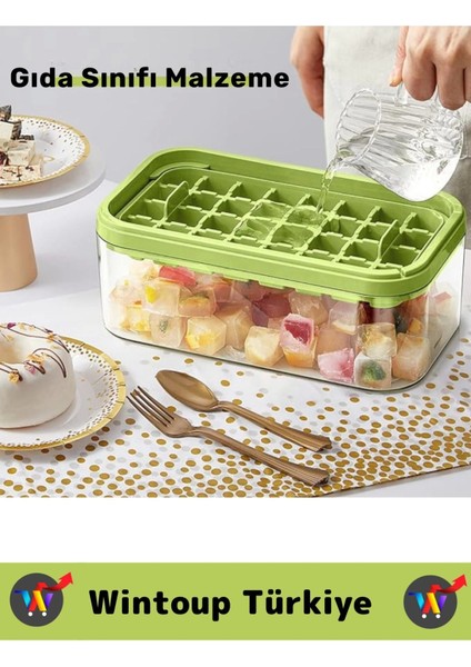 Premium Yeni Nesil Kompakt Pratik Buz Küpü Çıkarma Soğuk Içecek Kokteyl 32 Yuvalı Düğmeli Buz Kalıbı fırsatları