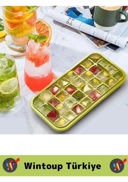 Premium Yeni Nesil Kompakt Pratik Buz Küpü Çıkarma Soğuk Içecek Kokteyl 32 Yuvalı Düğmeli Buz Kalıbı indirimleri