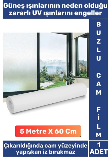 Premium Iz Bırakmaz Iç Göstermez Gizlilik Ofis Salon Banyo Uv Koruyucu Buzlu Cam Film 5metre x 60 cm
