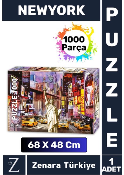 Premium Eğlenceli Eğitici Görsel Algı Problem Çözme Becerisi Puzzle 1000 Parça Newyork