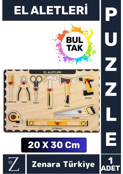 Premium Eğlenceli Eğitici Görsel Algı Problem Çözme Becerisi Çocuk Bul Tak Puzzle Tamir El Aletleri